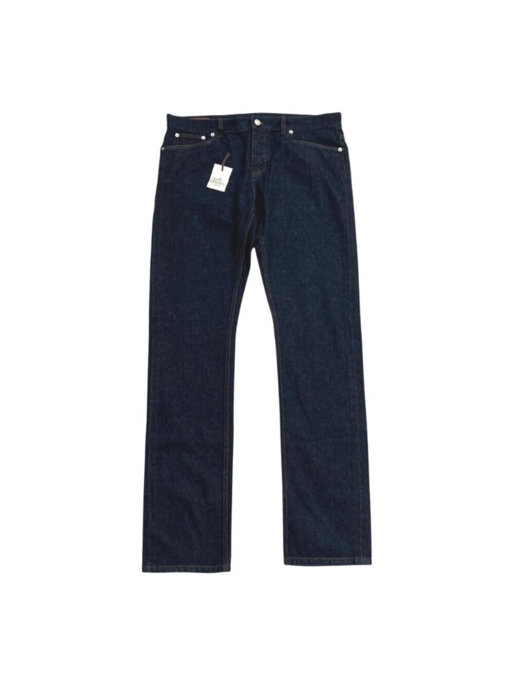 Hermes Selvage Denim Pants Jeans Sellier Button Fly Leather Patch Orange